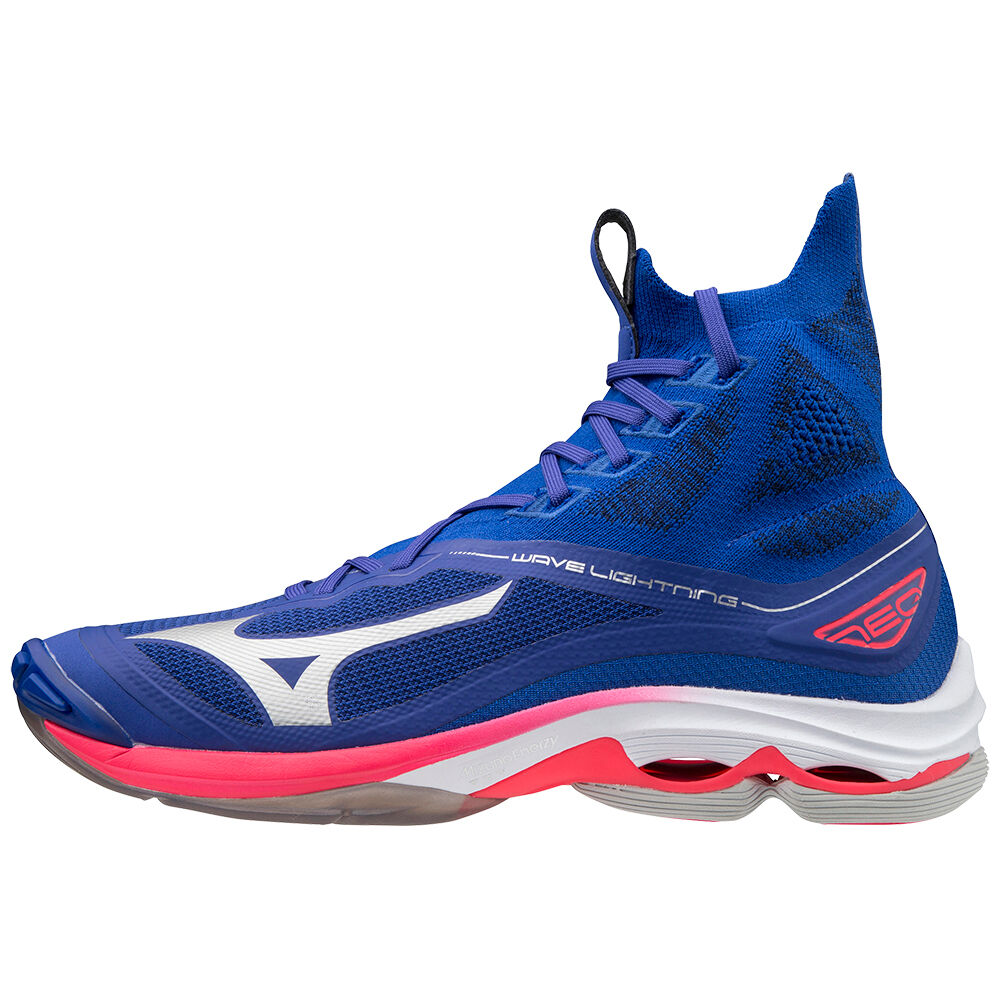 Mizuno Wave Lightning Neo - Erkek Voleybol Ayakkabısı - Mavi/Pembe Gümüş Türkiye (JNMOFQ-239)